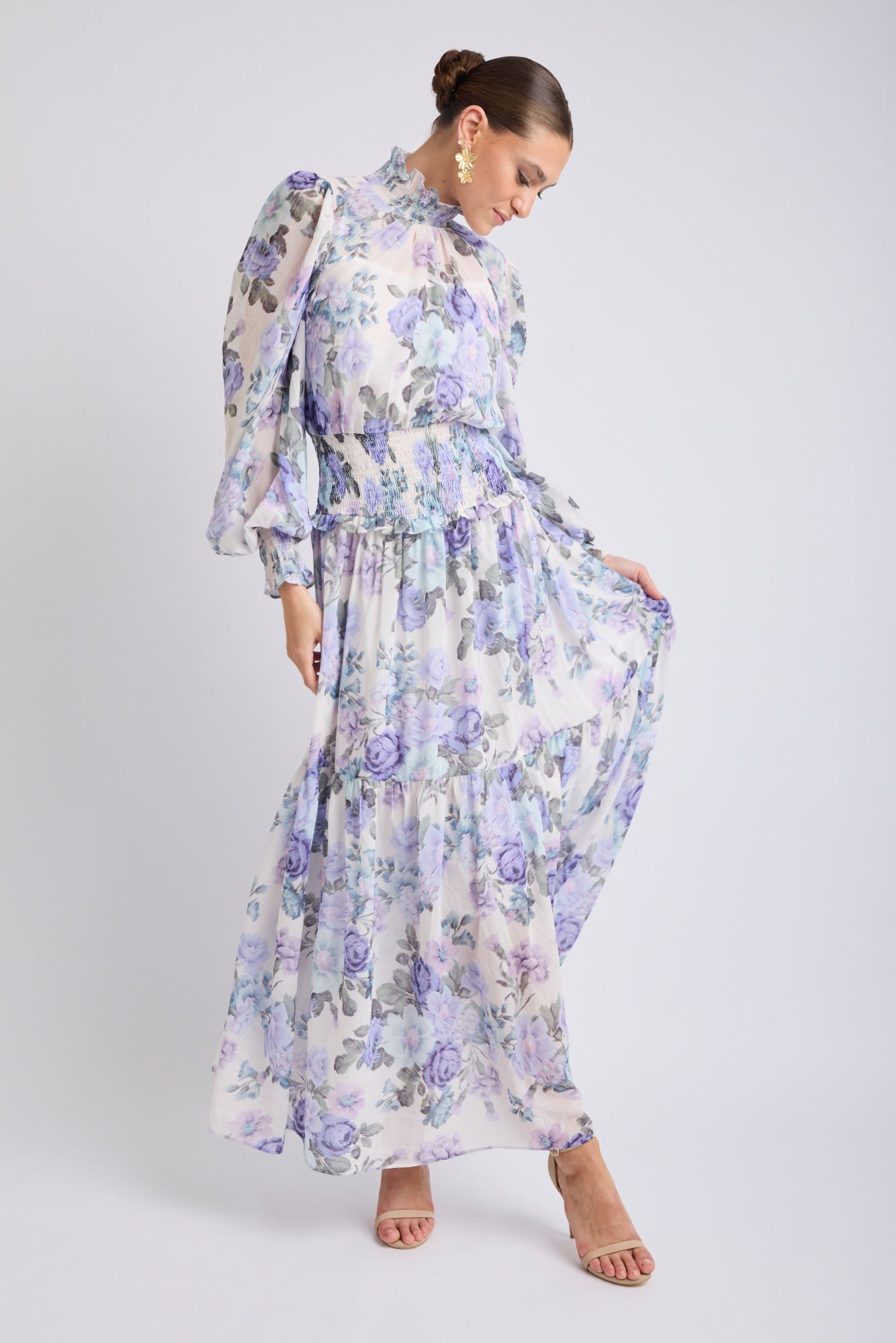 Fluerina High Neck Midi Dress