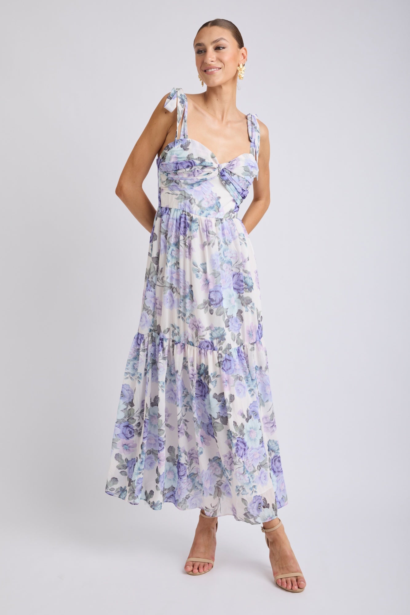 Fluerina Twist Front Midi Dress