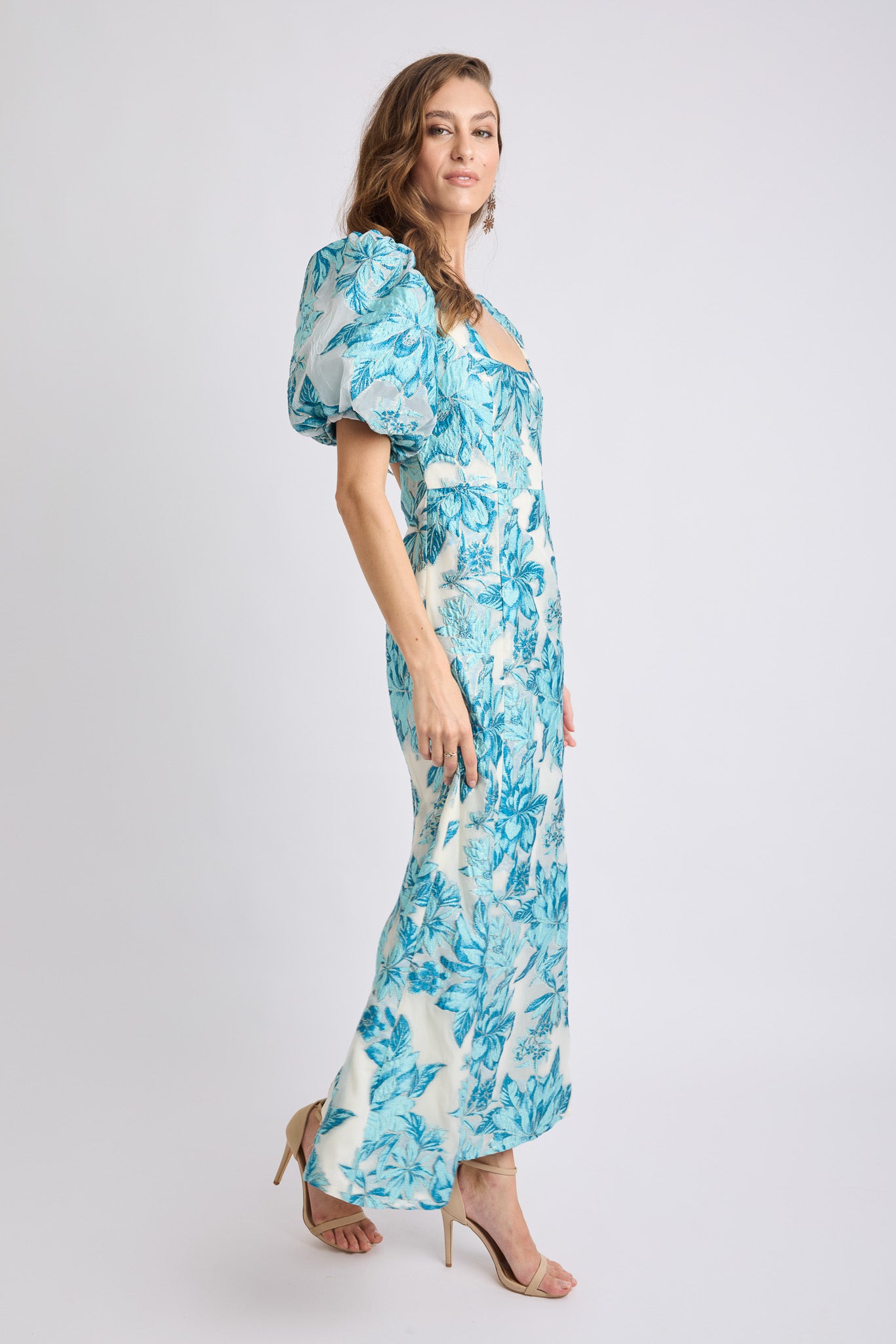 Seanna Square Neck Puff Sleeve Midi Dress