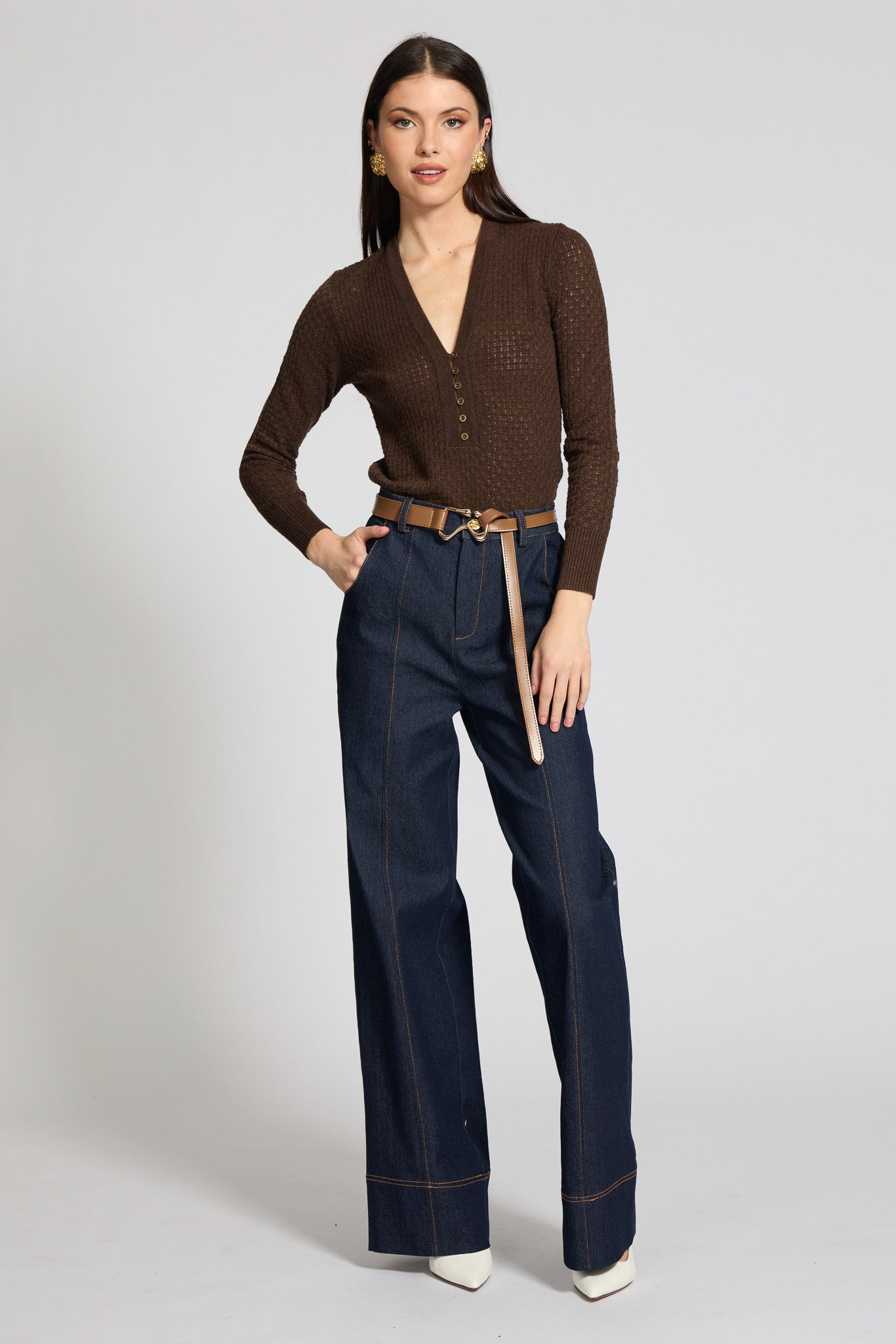 Biana Knit Button Up Top