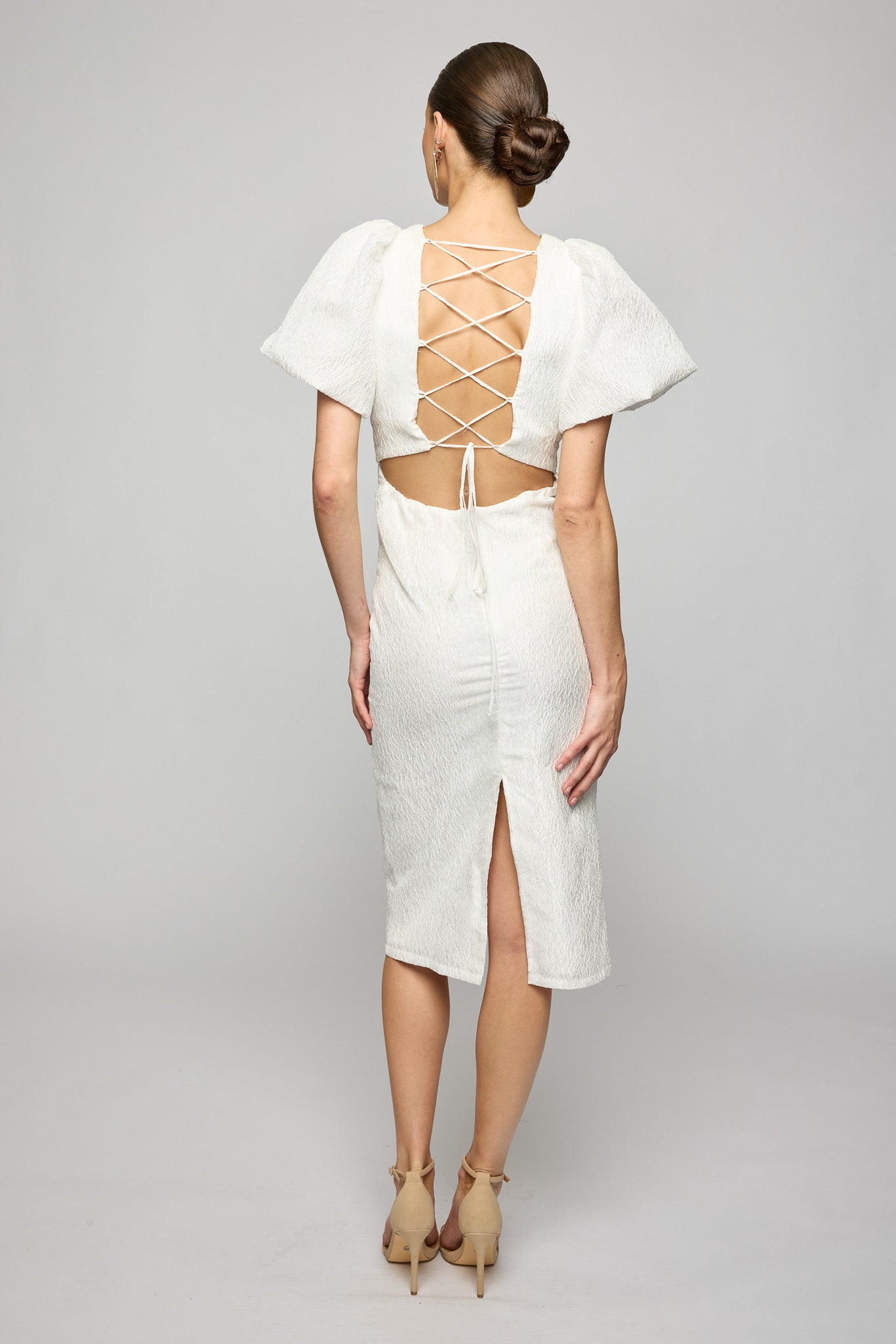 Verona Puff Sleeve Midi Dress