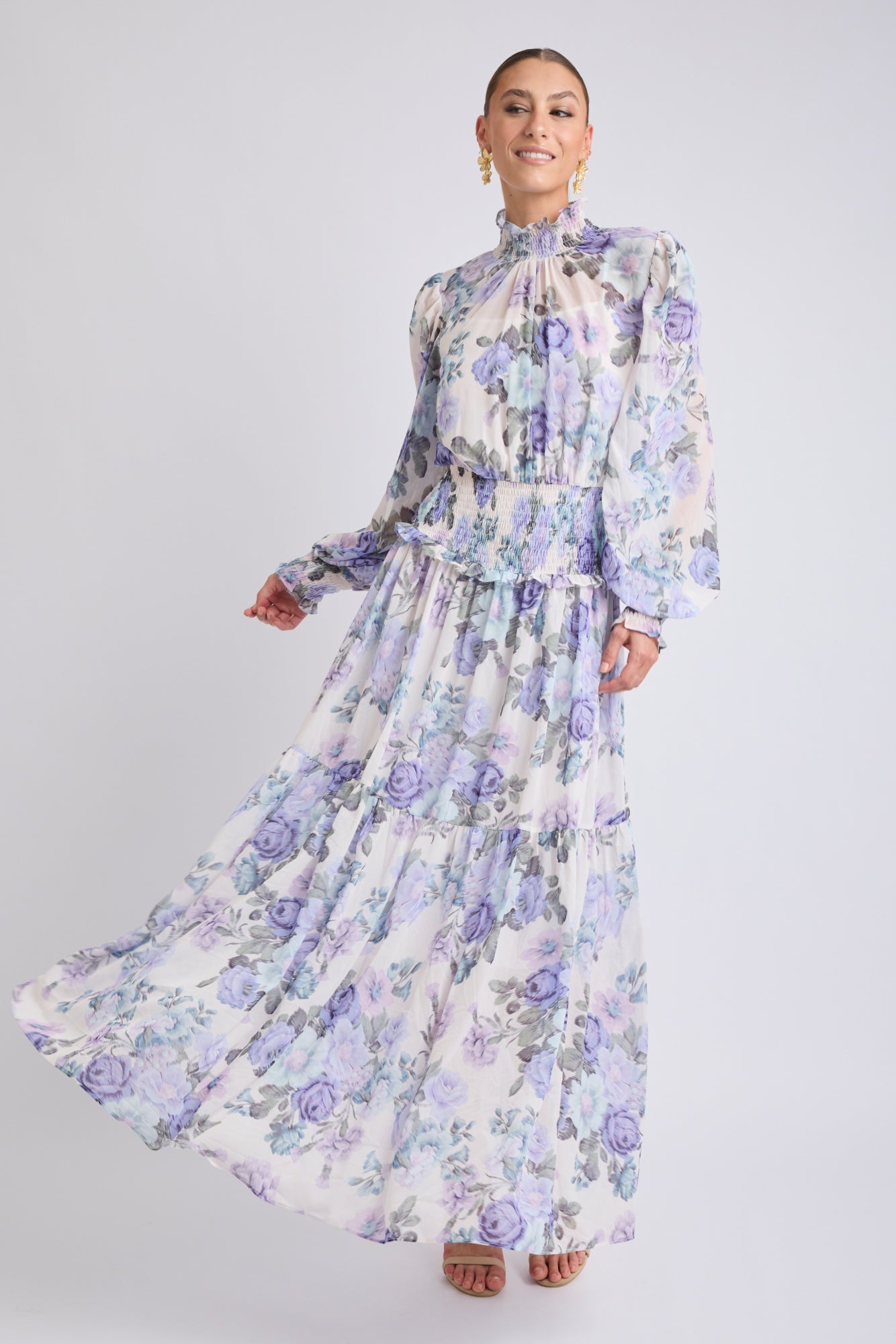 Fluerina High Neck Midi Dress