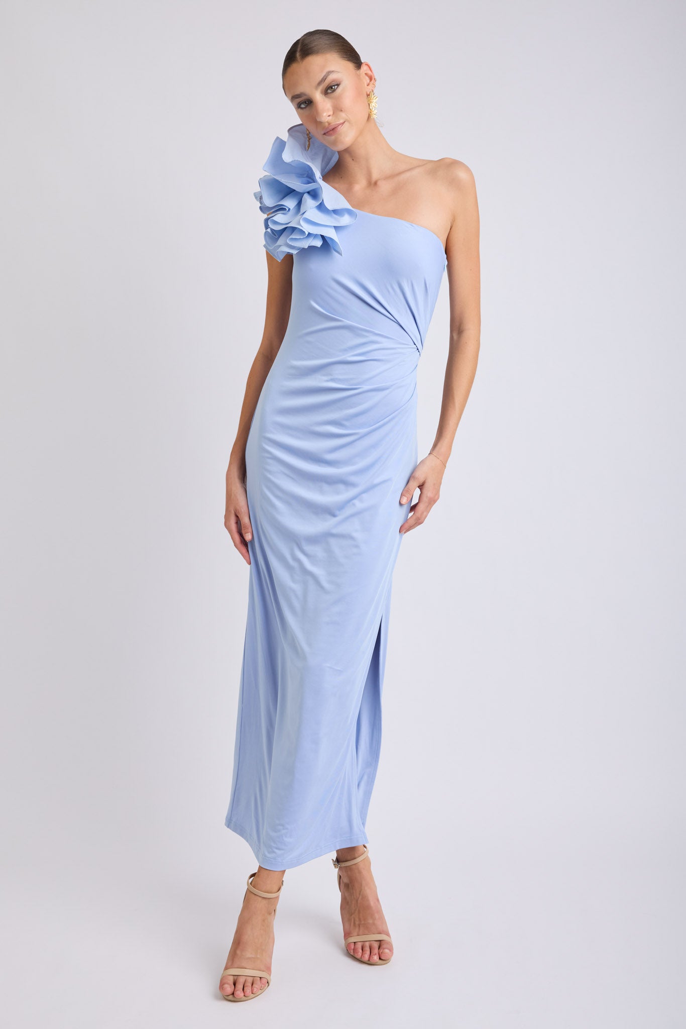 Lorena One Shoulder Ruffle Dress