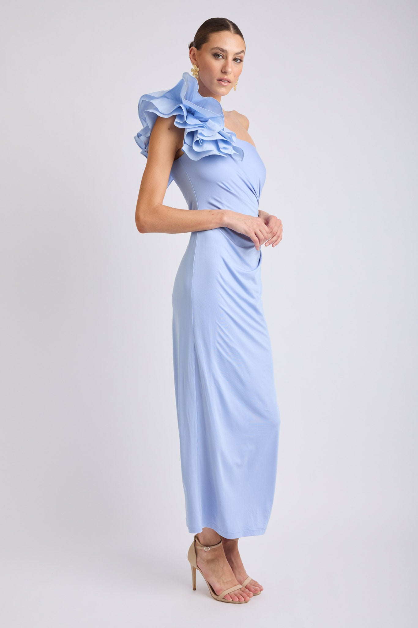 Lorena One Shoulder Ruffle Dress