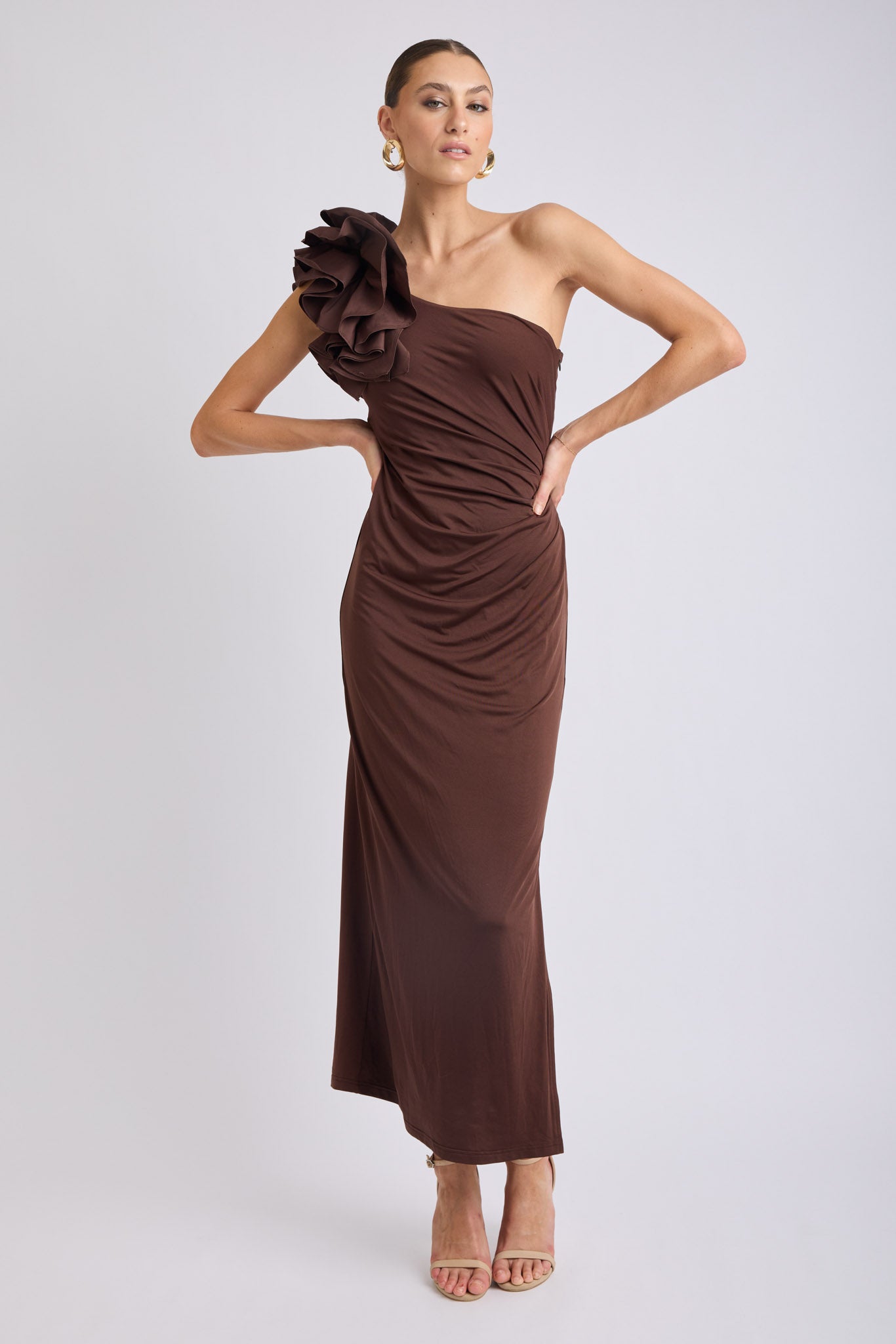 Lorena One Shoulder Ruffle Dress