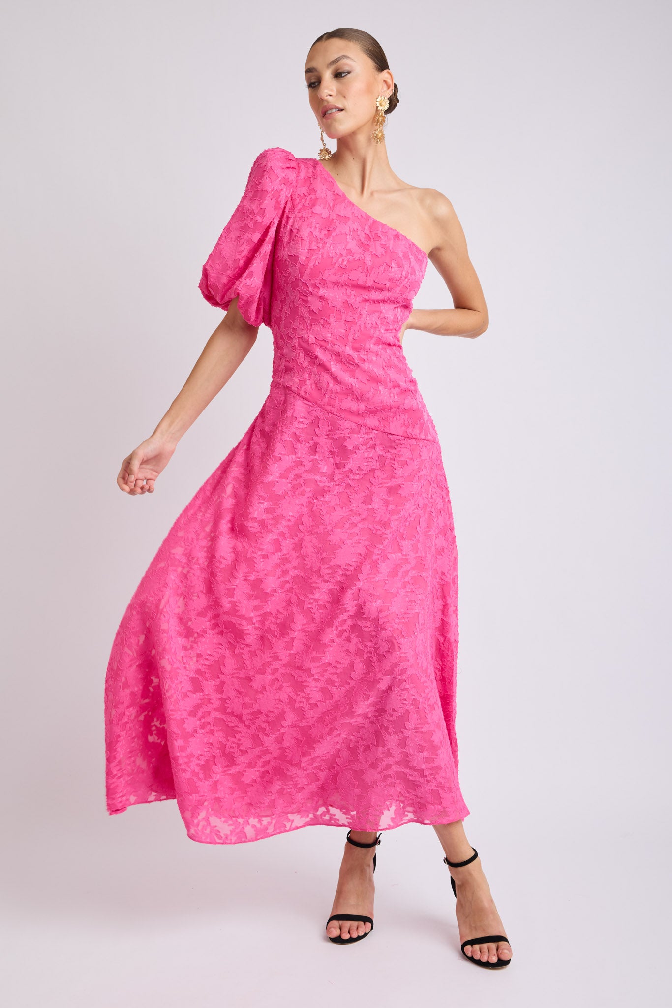 Stanley One Shoulder Puff Sleeve Dress