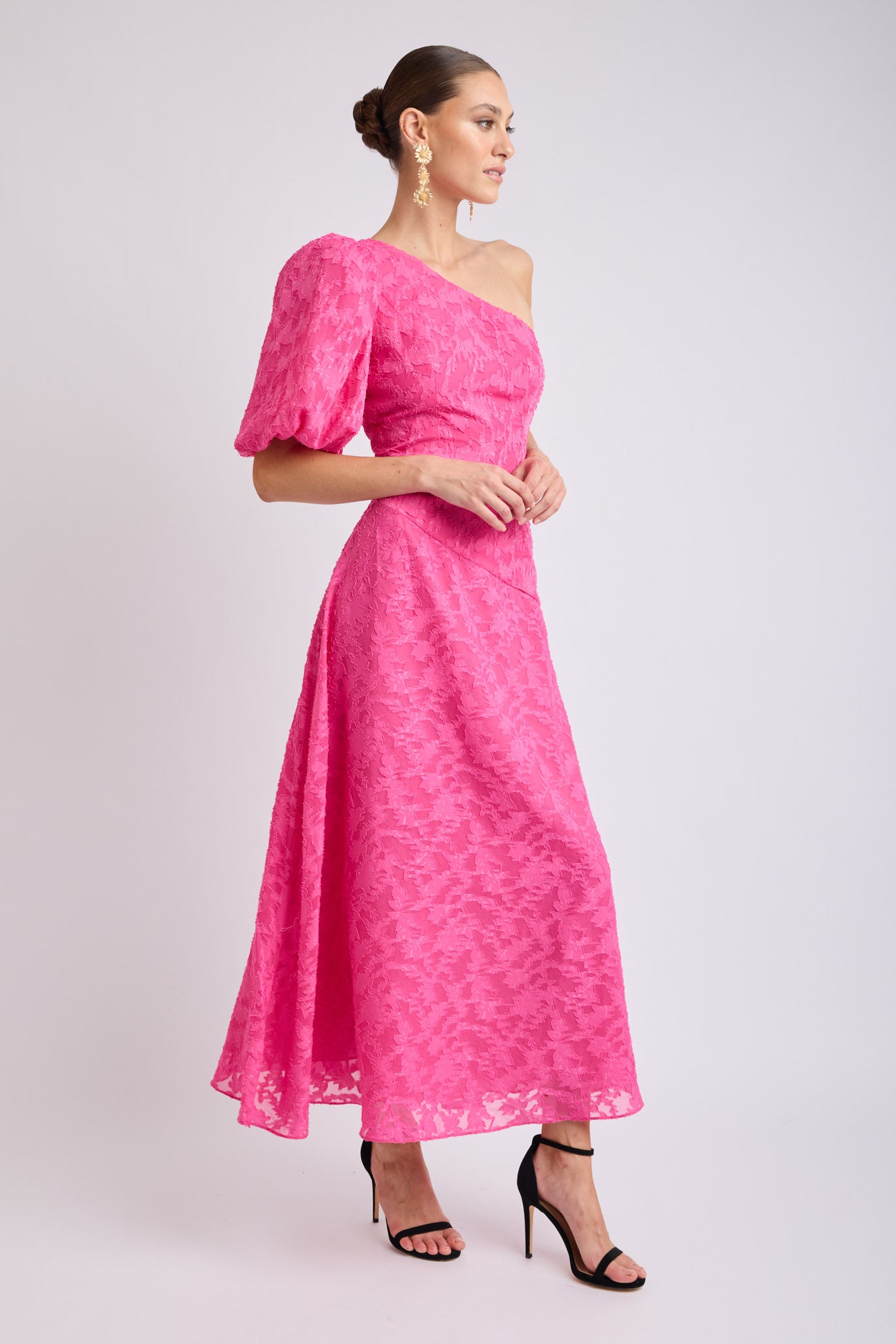 Stanley One Shoulder Puff Sleeve Dress