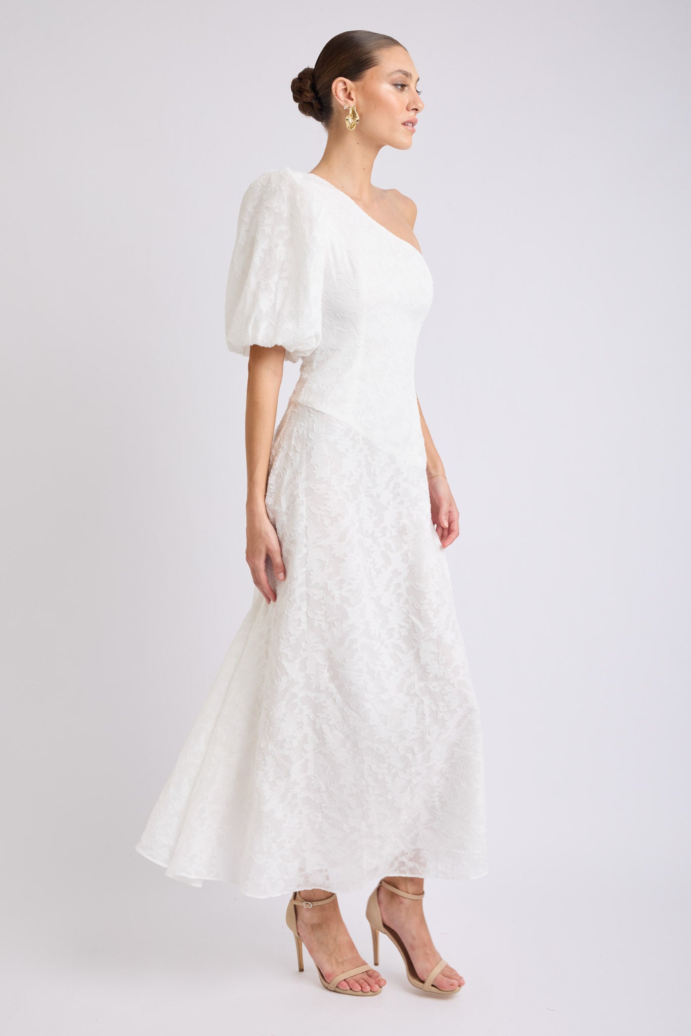 Stanley One Shoulder Puff Sleeve Dress