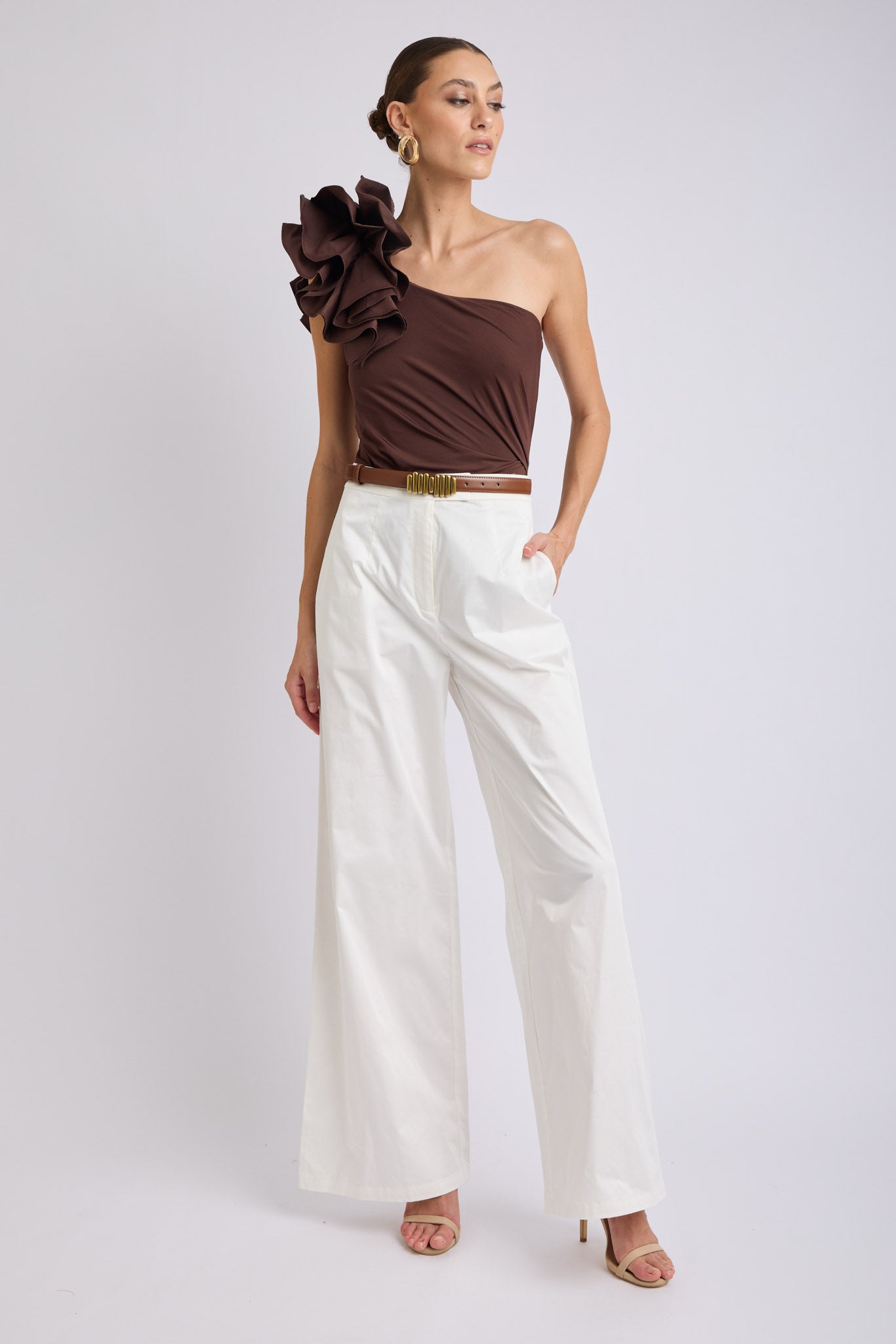 Lorena One Shoulder Ruffle Bodysuit