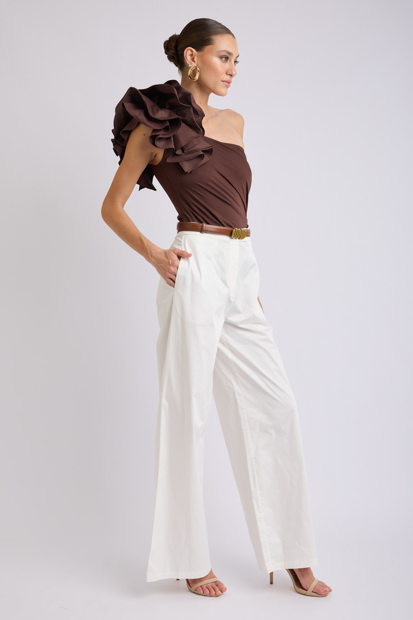 Lorena One Shoulder Ruffle Bodysuit