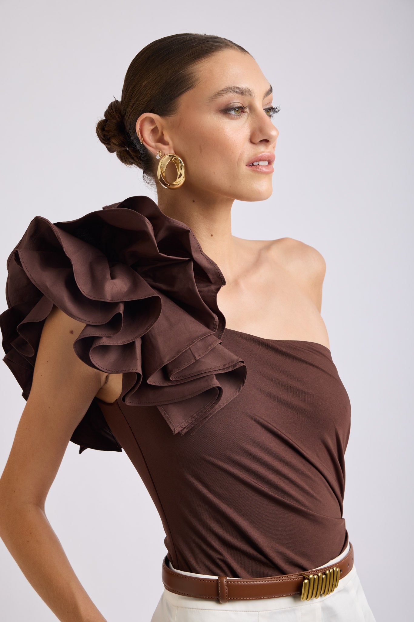 Lorena One Shoulder Ruffle Bodysuit