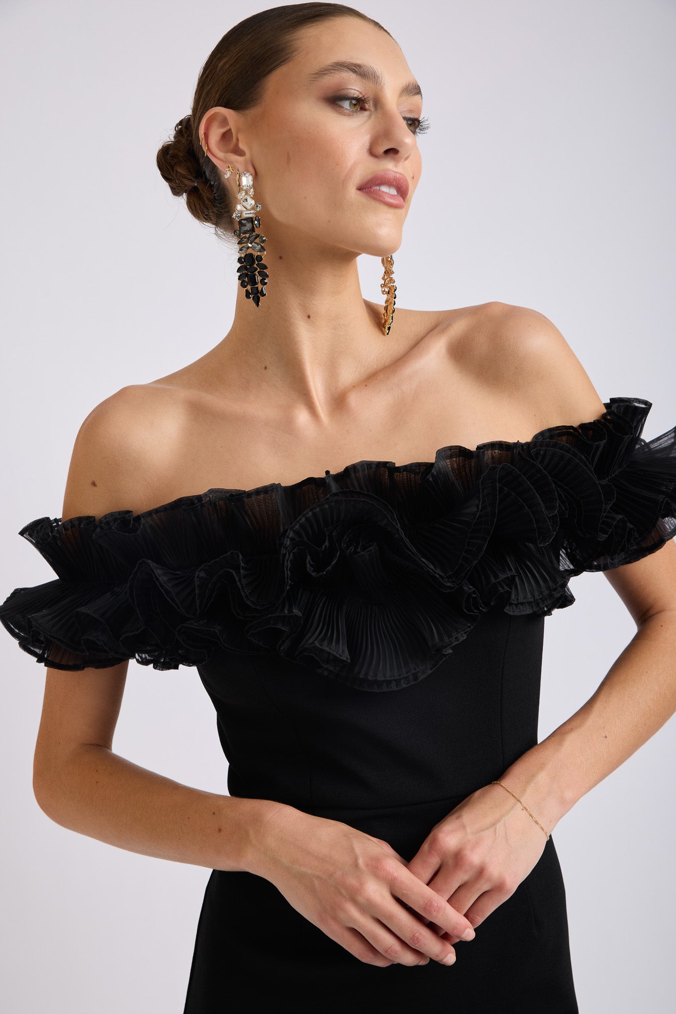 Trevia Frill Neckline Mini Dress