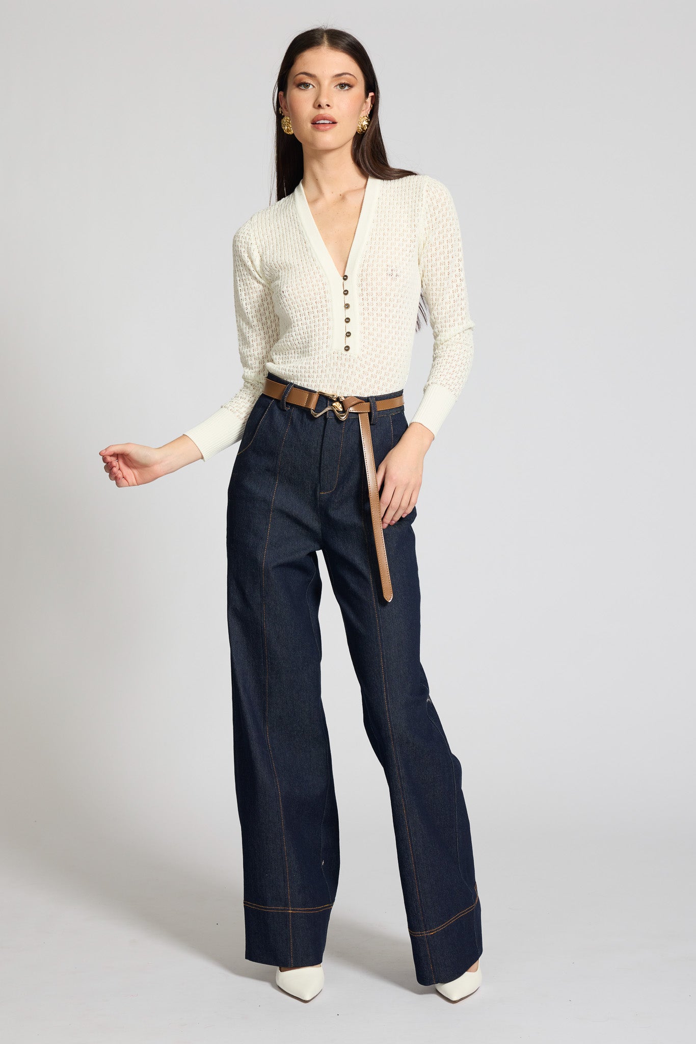 Biana Knit Button Up Top