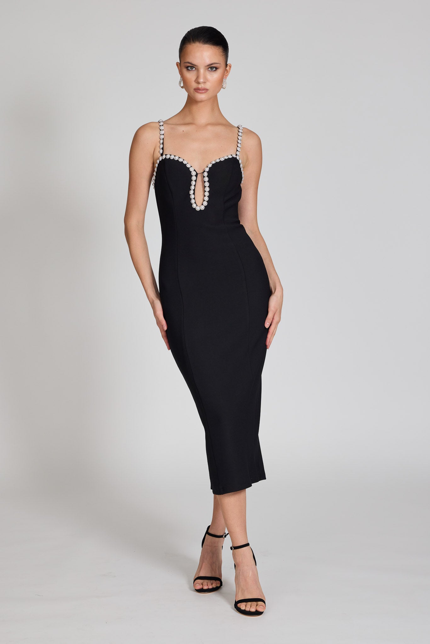 Gisella Pearl Detail Midi Dress