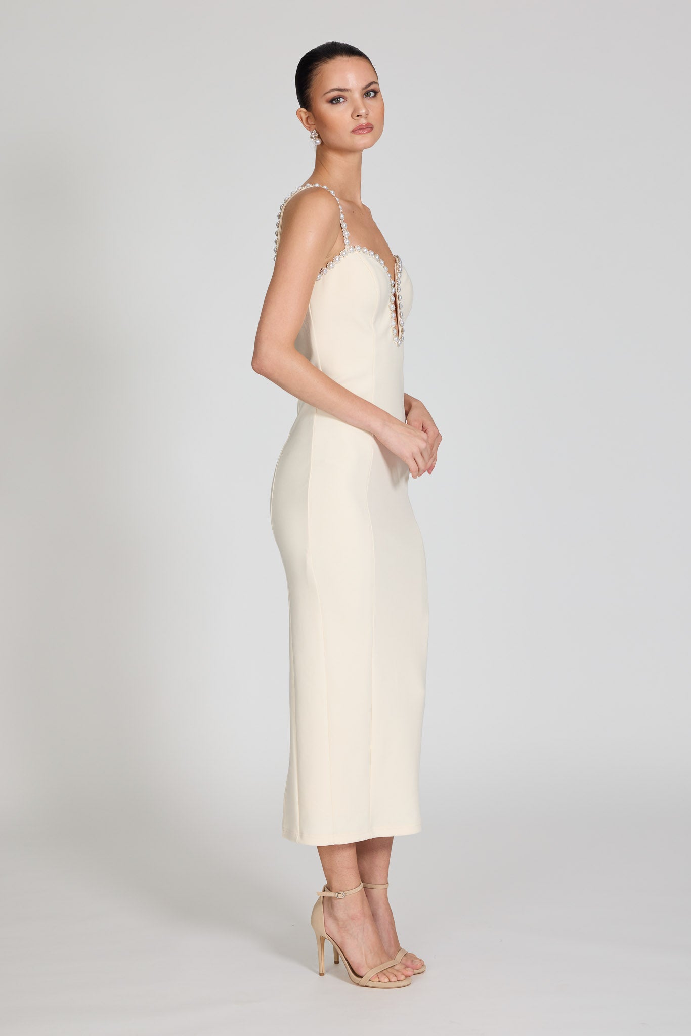 Gisella Pearl Detail Midi Dress