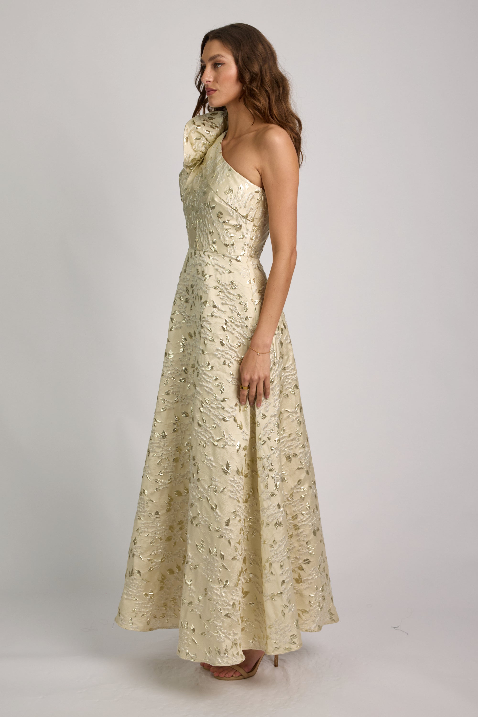 Crechia Jacquard One Shoulder Dress